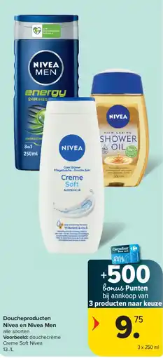 Carrefour Market Doucheproducten Nivea en Nivea Men aanbieding