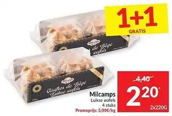 Intermarché Milcamps luikse wafels 220g aanbieding