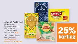 Albert Heijn Lipton of Pukka thee aanbieding