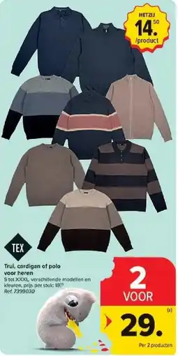 Carrefour Trui, cardigan of polo voor heren aanbieding