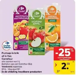Carrefour Fruitsap in brik of in fles aanbieding