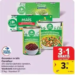 Carrefour Groenten in blik Carrefour aanbieding