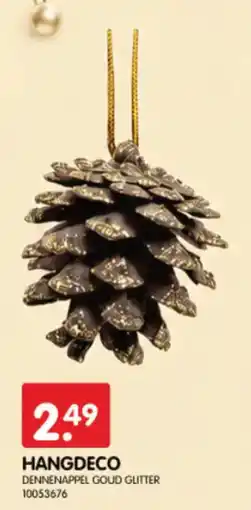 Yess Hangdeco dennenappel goud glitter aanbieding