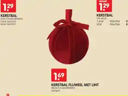 Yess Kerstbal fluweel met lint aanbieding