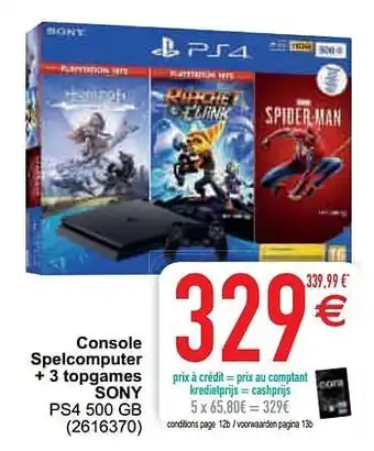 Cora Console spelcomputer + 3 topgames sony aanbieding
