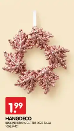 Yess Hangdeco bloemenkrans glitter roze aanbieding
