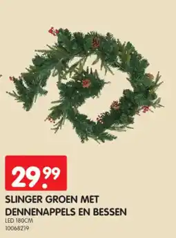 Yess Slinger groen met dennenappels en bessen aanbieding