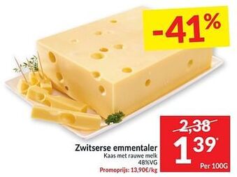 Intermarché Zwitserse emmentaler 100g aanbieding