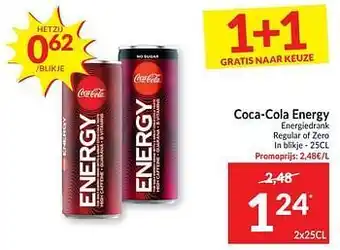 Intermarché Coca-cola energy energiedrank regular of zero aanbieding