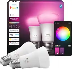 Coolblue Philips Hue A60 White and Color E27 810lm Lot de 2 aanbieding