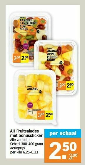 Albert Heijn Ah fruitsalades met bonussticker aanbieding