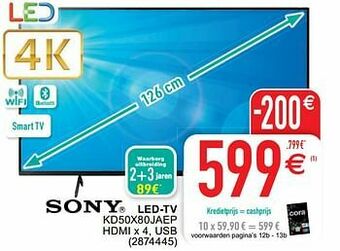 Cora Sony led-tv kd50x80jaep aanbieding