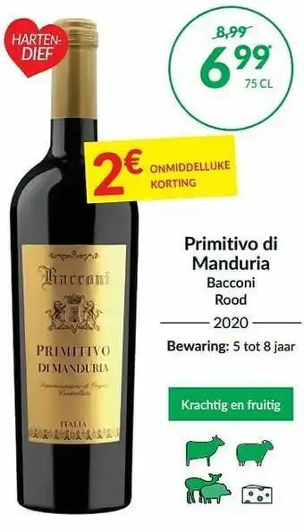 Intermarché Primitivo di manduria bacconi rood aanbieding