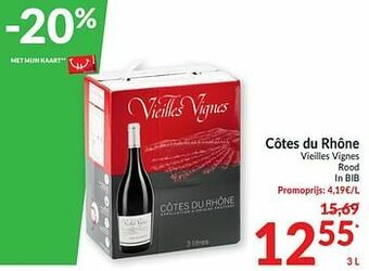 Intermarché Côtes du rhône vieilles vignes rood aanbieding