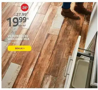 Brico Vloertegel Wooden Mix aanbieding