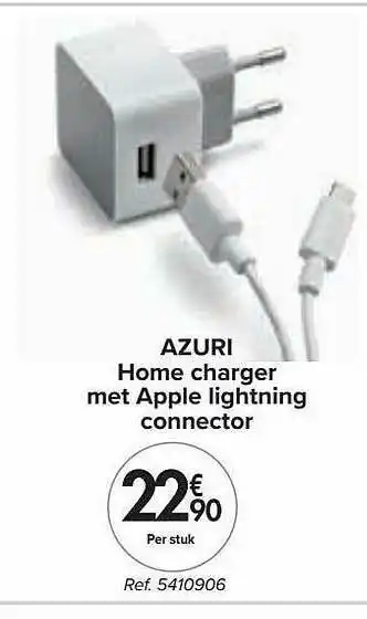 Carrefour Azuri Home Charger Met Apple Lightning Connector aanbieding