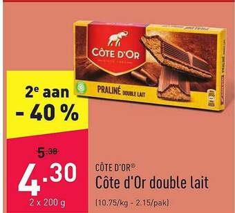 ALDI Côte D'or Double Lait aanbieding