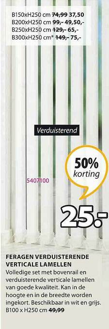 Jysk Feragen Verduisterende Verticale Lamellen aanbieding