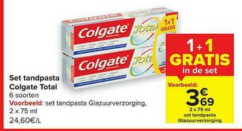 Carrefour Tandpasta Colgate Total aanbieding
