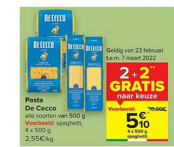 Carrefour Pasta De Cecco aanbieding