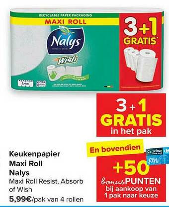 Carrefour Keukenpapier Maxi Roll Nalys aanbieding