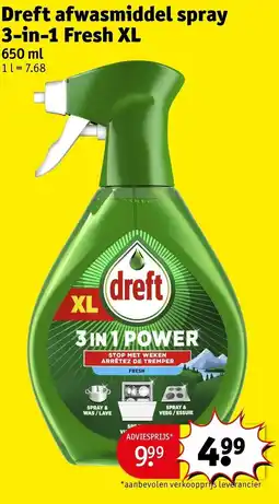 Kruidvat Dreft afwasmiddel spray 3-in-1 Fresh XL aanbieding
