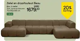 Leen Bakker Zetel en draaifauteuil beau aanbieding