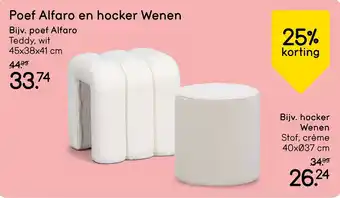Poef Alfaro en hocker Wenen