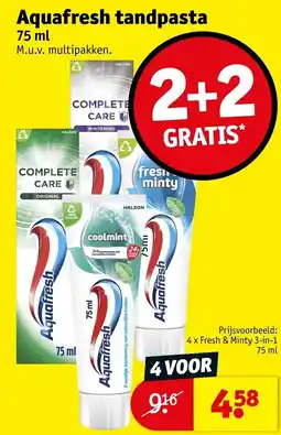 Kruidvat Aquafresh tandpasta aanbieding
