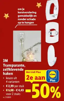 Lidl 3M transparante, zelfklevende haken aanbieding