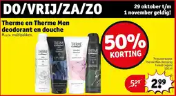 Kruidvat Therme en Therme Men deodorant en douche aanbieding