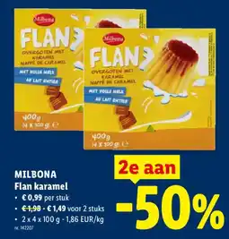 Lidl Milbona flan karamel aanbieding