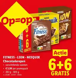 Lidl fitness lion nesquik chocoladerepen aanbieding