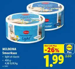 Lidl Milbona smeerkaas aanbieding