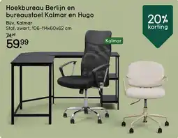 Leen Bakker Hoekbureau Berlijn en bureaustoel Kalmar en Hugo aanbieding