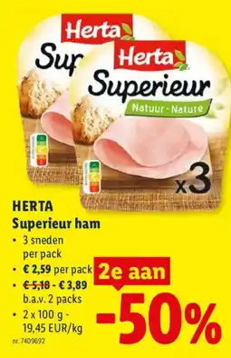 Lidl Herta superieur ham aanbieding
