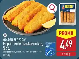 ALDI Golden Seafood Gepaneerde Alaskakoolvis, aanbieding