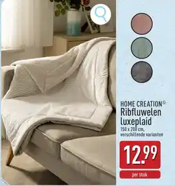 ALDI Home Creation Ribfluwelen Luxeplaid aanbieding