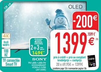 Cora Sony tv led - led-tv kd55a8baep aanbieding