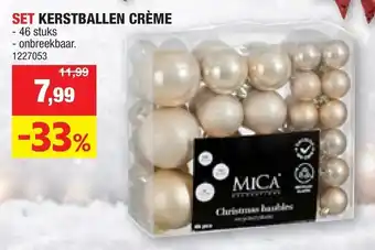 Set kerstballen crème