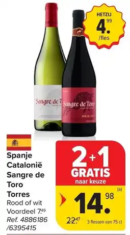 Carrefour Spanje Catalonië Sangre de Toro Torres aanbieding