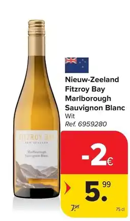 Carrefour Nieuw-Zeeland Fitzroy Bay Marlborough Sauvignon Blanc Wit aanbieding