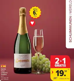Carrefour Spanje Cava Codorníu Tradicio Brut aanbieding