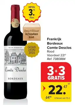 Carrefour Frankrijk Bordeaux Comte Desclos Rood aanbieding