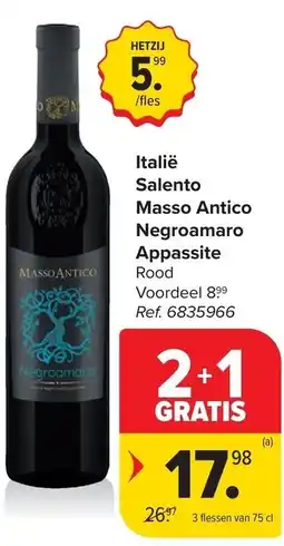 Carrefour Italië Salento Masso Antico Negroamaro Rood aanbieding