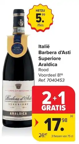 Carrefour Italië Barbera d'Asti Superiore Araldica Rood aanbieding