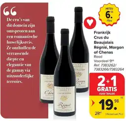 Carrefour Frankrijk Crus du Beaujolais Régnié, Morgon of Chenas Rood aanbieding