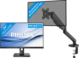 Coolblue Philips 242B1G/00 + BlueBuilt Monitorarm Mechanische Veer voor 1 Monitor aanbieding