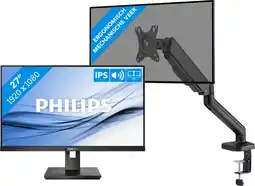 Coolblue Philips 272B1G/00 + BlueBuilt Monitorarm Gasveer voor 1 Monitor aanbieding