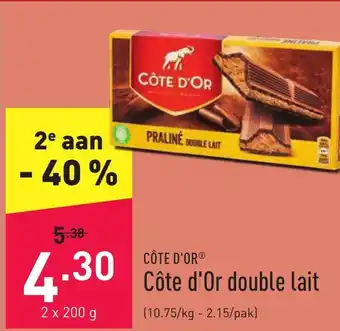 ALDI Cote d'Or double lait 2x200g aanbieding